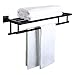 Sayayo Porte-Serviettes de Salle de Bain Porte-Serviettes Mural avec Double Porte-Serviettes Longueur 60 cm, Acier Inoxydable SUS304 Noir Mat, EGZ8000-B