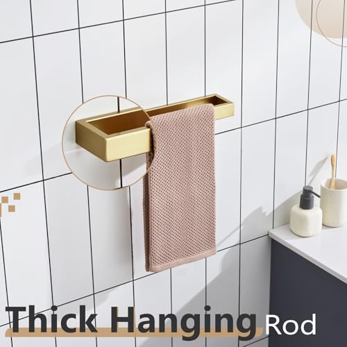 Image of KOKOSIRI Towel Bar Brushed Gold Hand Towel Holder 12 Inch Kitchen Towel Hanger Rack Stainless Steel Bathroom Hardware Wall Mounted, 1 Pack B4008BG-L12