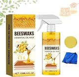 Bienenwachs Spray für Holzmöbel, 2026 Neu Bienenwachs Möbelpolitur Holz, Natürliche Bienenwachs Holzpflegespray mit Schwamm Handtuch Premium Holzpolitur Holzpflege für Holz Möbel Boden