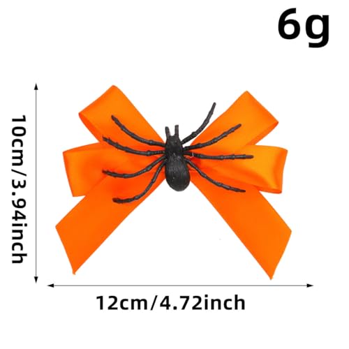 Image of Havilah Halloween Hair Clip 2 Pcs - Spider Bow Accessory for Cosplay Cute Side Clip Unique Bangs Clip - Orange