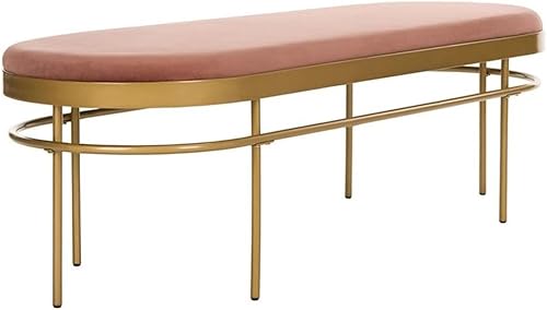 Safavieh Home Sylva Glam Dusty Rose Velvet and Gold - Banco ovalado (60.2in), color dorado
