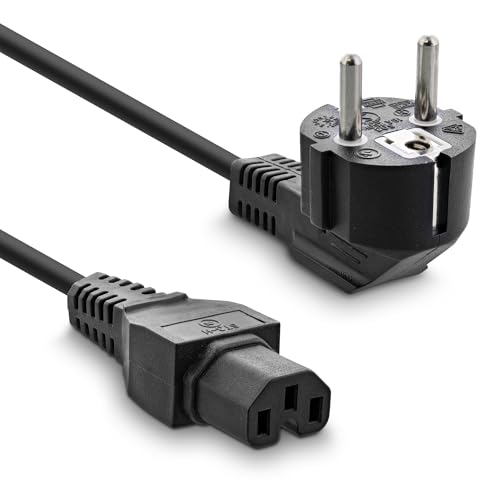 InLine Netzkabel, Schutzkontakt gewinkelt auf Warmgerätestecker C15 (IEC-60320) gerade, Typ H05RN-F, schwarz, 1,8m, 16810