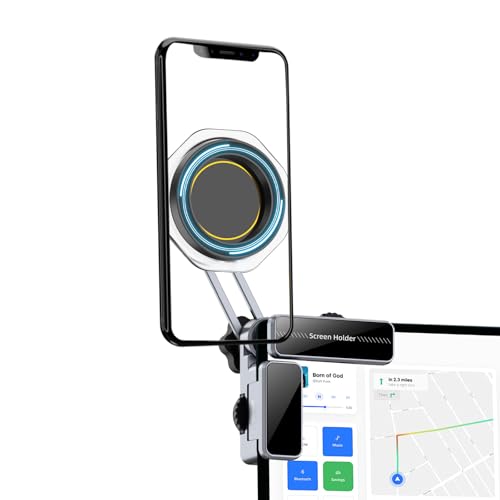 QruiLanTu Tesla Phone Mount Universal Strong Magnetic Car Phone Holder,360° Rotatable,Alloy Stand Silicone Pad Protect The Screen,Tesla Accessories for Model 3/Y/S/X/Cybertruck