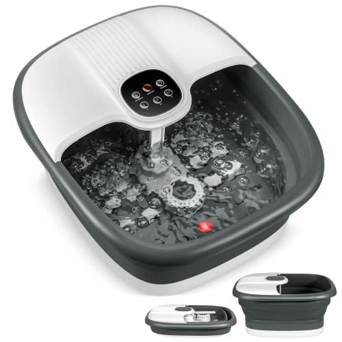 Spa de baño de pies con calor y masaje, spa de baño plegable para pies con calor y masaje, masajeador de pies con control remoto y piedra pómez, 16