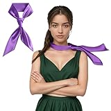 Purple Neck Scarf Women Silk Ascot Disgust Square Handkerchief Satin Inside Out Costume adult Accessories 28'x28'