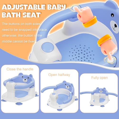 Miniatura 5 de Asiento De Baño Para Bebé 6-24 Meses, Silla Baño Bebe Con 4 Fuertes Ventosas, Respaldo Ergonómico, Barra De Seguridad, Antideslizante Y Cómoda, Regalo Para Recién Nacidos Y Nuevas Madres Azul