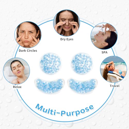 Image of 4PCS Gel Eye Ice Pack Set, Cold & Hot Compress, Reusable Cooling Gel Pads for Strain Relief, Relaxation, SPA and Sleep (4 Blue Flowers-2)