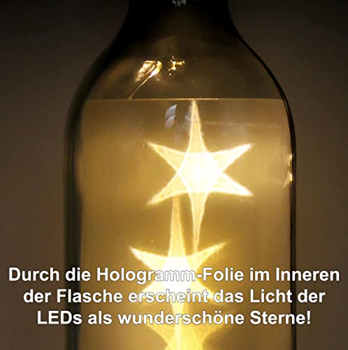 WB wohn trends LED-Flasche mit Motiv, Es gibt Gute Beste Freunde und Uns, grau, 29cm, Glitzer-Flasche Leuchtflasche Lampe mit Text Spruch