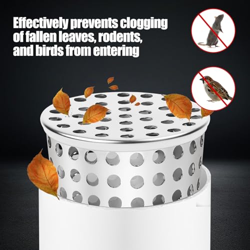 Dachrinnen Laubschutz Edelstahl Fallrohr Laubschutz 50-63mm Laubfangkorb Fallrohr Sieb für Dachrohre, Abflüsse und Fallrohre