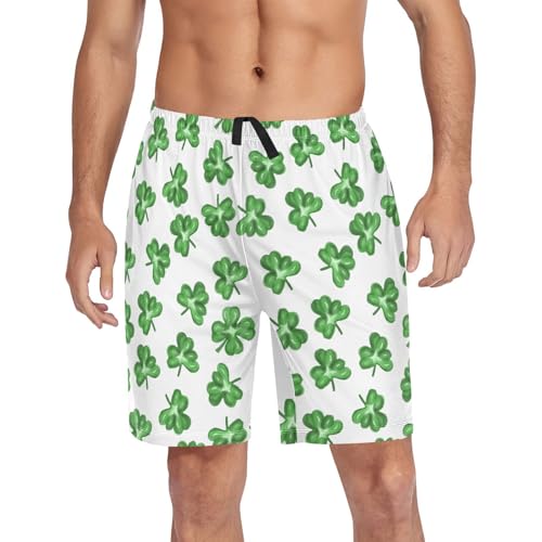 Pajama Shorts for Men St. Patrick's Day Shamrock Summer Pajama Pants with Pocket Pjs Bottoms Sleep Shorts