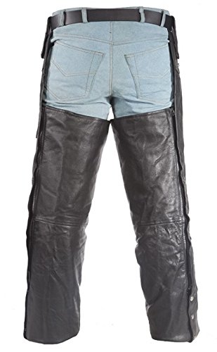 Billys Biker Gear Leather Motorcycle Chaps with Belt Hook Strap 2XL