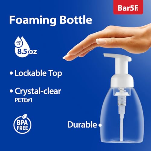 Bar5F 4-Pack Foaming Soap Dispenser Pump Bottle for Dr. Bronner's Castile Liquid Soap 8.5-Ounce