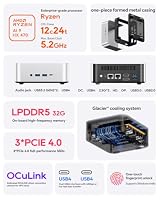 AOOSTAR MACO-L Mini PC, Ryzen AI 9 HX 470(12C/24T, bis zu 5,2GHz, 86Tops) 32GB LPDDR5 RAM 1TB M.2 SSD, Mini Desktop Computer W11 Pro Radeon 890M/OCuLink/2xUSB4/2x2,5G LAN/4K Quad-Display/WiFi7/BT5.4 – Ansicht 2
