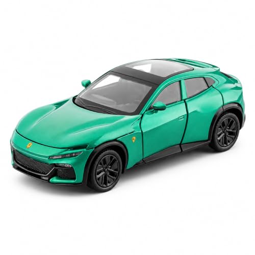 Image of FEXXA 1:32 Scale Ferrari Purosangue SUV Die-Cast Metal Car with Sport car Openable Doors Light and Sound,Pull Back Function Indoor Outdoor Toy for Kids (1.32 Scale-Green)