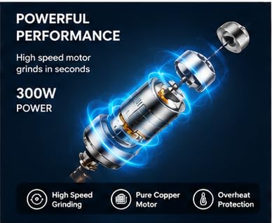 Image of Electric Mixer Grinder 300W Stainless Steel Coffee & Spice Grinder Machine, Portable Dry Masala Grinder with One Touch Operation, Grinder for Coffee Beans, Spices, Nuts & Grains Home Kitchen