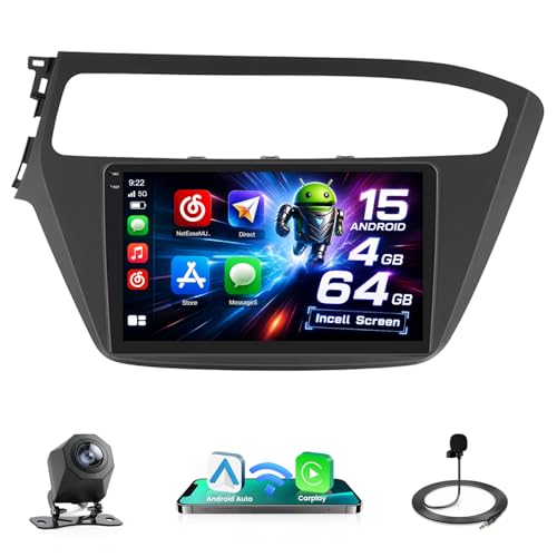 4+64G Android Autoradio pour Hyundai I20 2018 2019 2020(Left-Hand Drive) sans Fil Carplay, 9 Pouces Incell écran Tactile pour Voiture avec Bluetooth...