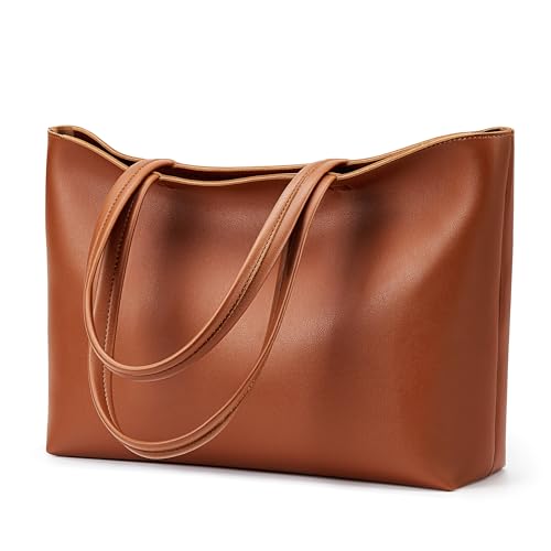 Image of KALIDI Tote Bag Zipper Shoulder Bag Faux Leather Purses Satchel for Women Casual Handbag Work Dating College
