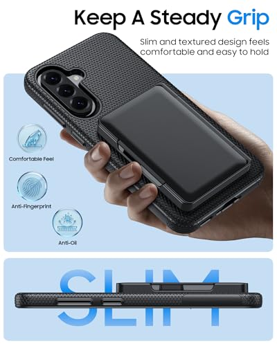 Image of BSNRM for Galaxy A37+A36+A56 5G Phone Case with Card Holder, Anti-Slip Textured, Military Grade Drop Protection Samsung A37 5g case, 14ft Drop Tested, TPU+PC Dual Layer Shockproof Cover for A37(Black)