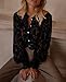 PRETTYGARDEN Women's Dressy Casual Lace Blouse Long Sleeve Button Up Shirts Tops Spring Fall Fashion Clothes (Black,Medium)