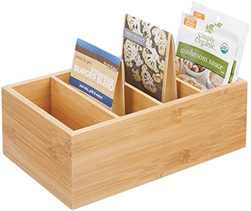 mDesign Organizer kuchenny, bambusowy, do przechowywania opakowań żywności, przypraw i nie tylko, bezpieczny dla żywności, do kuchni, naturalny