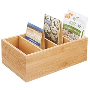 mDesign Bamboo Wood Compact Food St...
