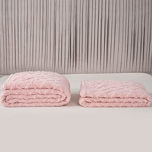 Daysu Sherpa Fleece Blanket, Throw Blanket For Couch, Sofa, Bed, Lightweight Soft Cozy Warm Fuzzy Blankets For Camping, Picnic, Travel, Pink Jacquard, 60” X 80” #TOP5