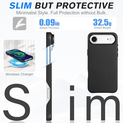 Image of SHIELDON Genuine Leather Case for iPhone Air 6.5 inch 2025, Nappa Black