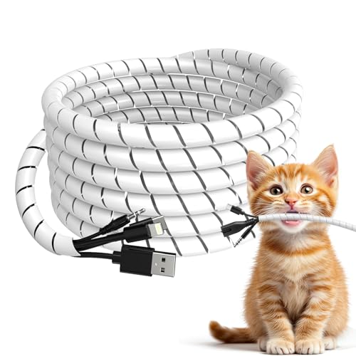 AGPTEK Kabelslang, kabelskyddsslang 12–25 mm, 6 m organisatör kabelkanal, kabelskydd, flexibel kabelröra, vit