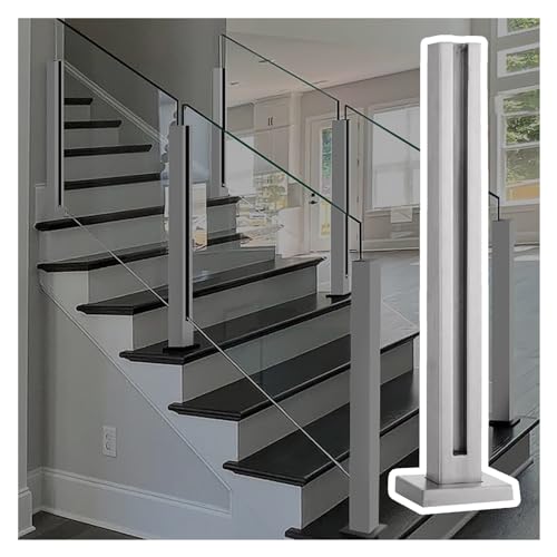 Barandilla cuadrada de acero inoxidable para interior/exterior o exterior, barandilla de cristal, altura 60-105 cm, columna de cristal para escaleras, balcón, jardín, diseño moderno