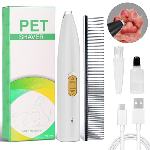 Schermaschine Katze,Hundeschermaschine Leise,Pfotentrimmer für Hunde,USB Wiederaufladbarer Pfotenschermaschine,Pfotentrimmer Hundeschermaschine für Hunde Katzen Pfoten, Augen, Ohren, Gesicht, Körper