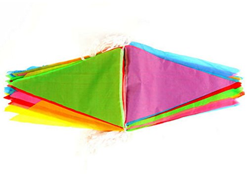 SFTlite Bunting Banner Birthday Decorations Party Decorations Pennants Banner Flags 125 Ft(38m) 5 colors 100 Pcs Nylon Triangle Flags Birthday Banners