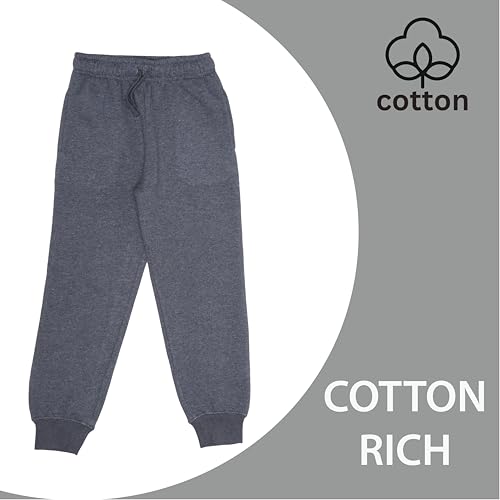 EVERYDAY KIDS Boys Charcoal Gray Cotton Fleece Sweatpant Joggers with Pockets; Boys Athletic Sweat Pants - Soft and Breathable Cotton/Poly Blend (Size 6/7, Charcoal Gray)
