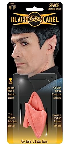 Tinsley Transfers Black Label Latex Space Ears - Realistic Prosthetic Ears for Cosplay and Special Effects Makeup by Award-Winning Artist - Reusable Lightweight Skin-Like Finish