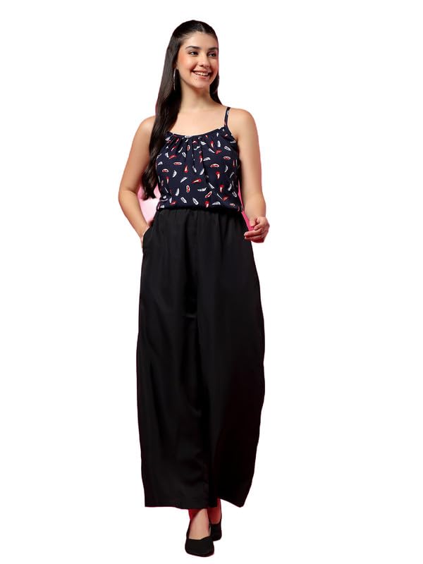 Women's Printed Shoulder Strap Sleeveless Jumpsuit | 2 Pockets | Concealed Zip | Cotton Lining | Casual Wear | X-Large-picture-11