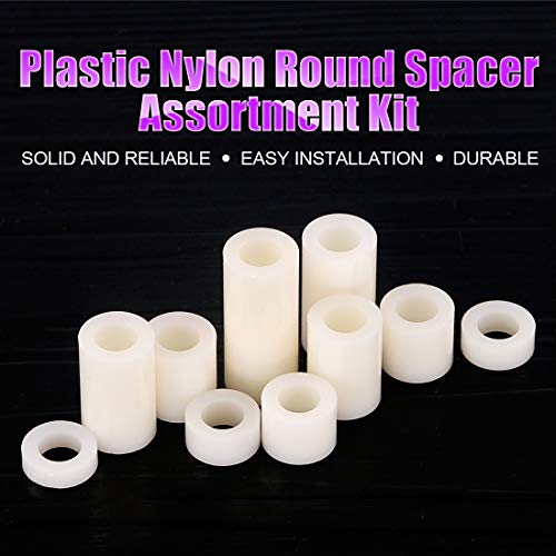Swpeet 150Pcs Nylon Round Spacer Standoff Screw Nut Assortment Kit, Nylon Pa66 Plastic Standoff Od 11Mm And Id 6.2Mm Length 3Mm 4Mm 5Mm 8Mm 10Mm 12Mm 15Mm 18Mm 20Mm 25Mm For M6 Screws Prototyping #TOP4