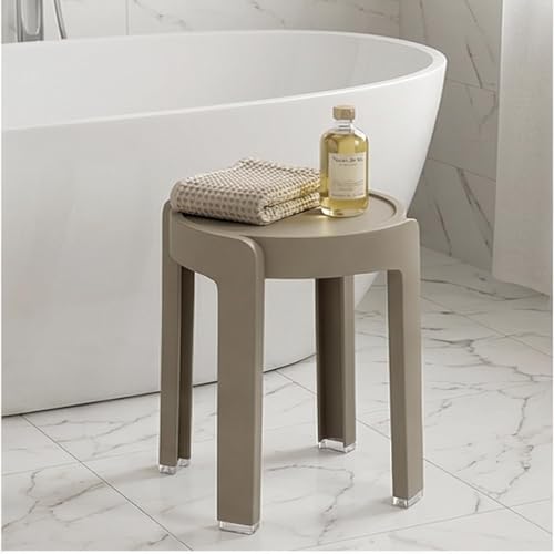 Image of The Artment Khaki Set of 6 Tivo Plastic Stool Modern Stackable Multipurpose with Anti-Slip Base | Lightweight Waterproof PP Stool for Bathroom, Kitchen, Balcony & Living Room, Home & Office