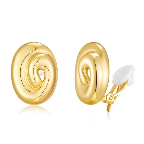 Aretes Clip On de Latón con Baño de Oro 14K