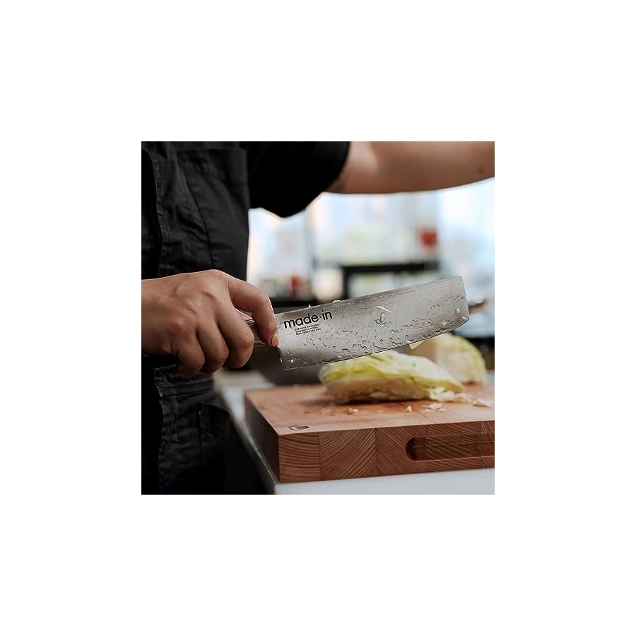 Made-In-Cookware-4-Piece-Knife-Set-with-Knife-Block-Includes-Chef-Knife-Bread-Knife-Paring-Knife-and-Nakiri-Knife-Full-Tang-With-Truffle-Black-Handle-Made-in-France Made In Cookware - 4 Piece Knife Set with Knife Block - Includes Chef Knife, Bread Knife, Paring Knife, and Nakiri Knife - Full Tang With Truffle Black Handle - Made in France