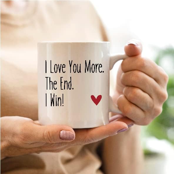 QASHWEY I Love You More the End I Win Coffee Mug, Romantic Gifts for Her Him, Birthday Gifts for Women Men, Wedding Gift for Bride and Groom Tea Cup Mug Cup - Image 3
