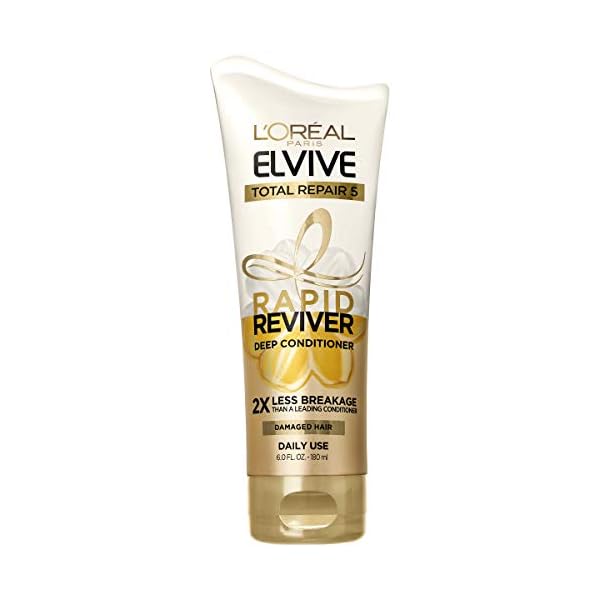 LOreal-Paris-Elvive-Total-Repair-5-Rapid-Reviver-Deep-Conditioner-Repairs-Damaged-Hair-No-Leave-In-Time-Heat-Protectant-with-Damage-Repairing-Serum-and-Protein-6-oz L'Oreal Paris Elvive Total Repair 5 Rapid Reviver Deep Conditioner, Repairs Damaged Hair, No Leave-In Time, Heat Protectant, with Damage Repairing Serum and Protein, 6 oz.