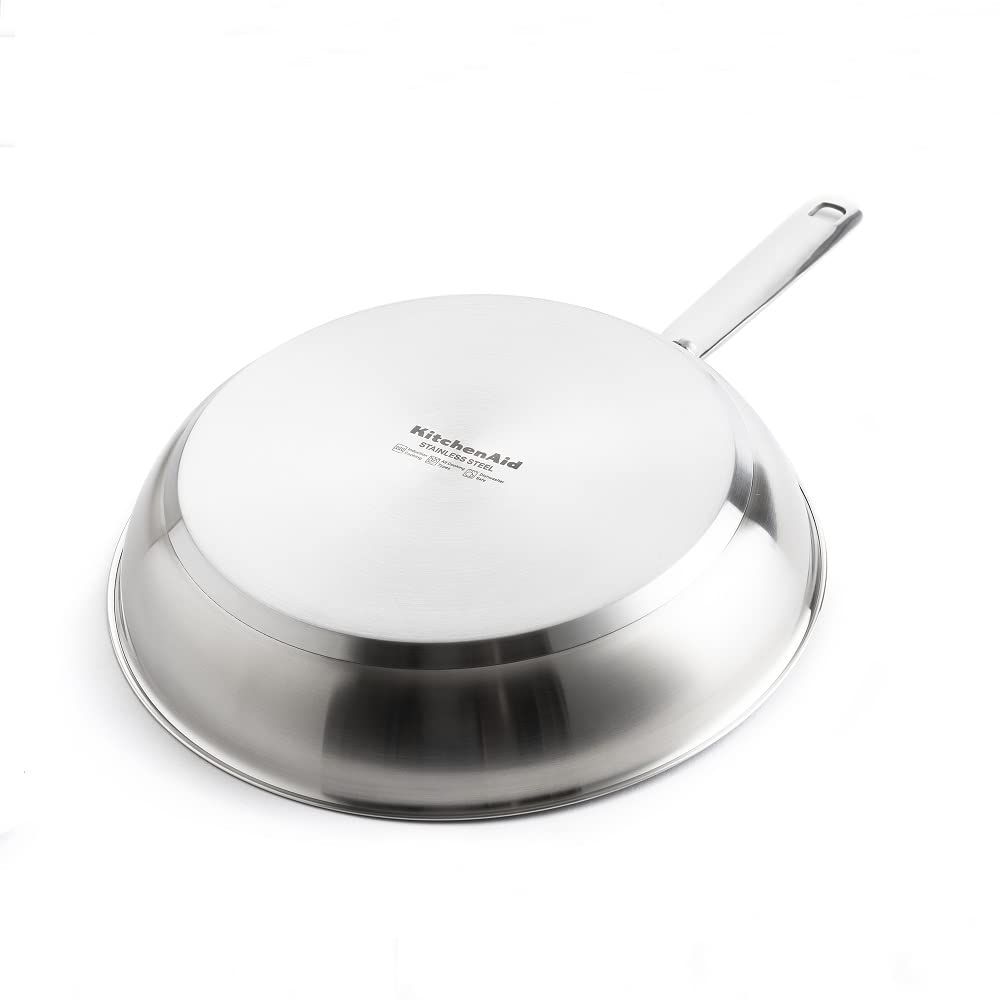 KitchenAid Stal nierdzewna, bez PFAS, zdrowa, ceramiczna, nieprzywierająca, 28 cm, indukcyjna, nadaje się do piekarnika, srebrna