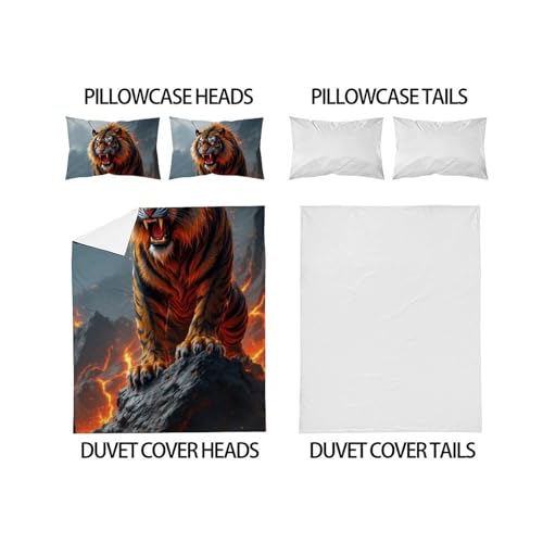 Housse de couette double Golden Tiger en microfibre imprimé 3D avec taies - 4