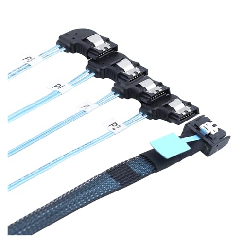 Cable interno PCIE Slimline S-AS MCIO SFF-8654 4I 38P a 4X SATA ángulo derecho 1 m
