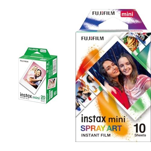 Film instax mini Fujifilm pour photos instantanées blanches et motifs Spray Art