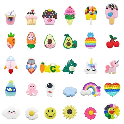 TLDBATICE 30 sztuk przypinek Croc, dekoracja z kreskówki, zdejmowane charmsy i szpilki, zawieszki do butów, akcesoria do chodaków, akcesoria DIY, dekoracja, imprezy dla dzieci, dla chłopców i