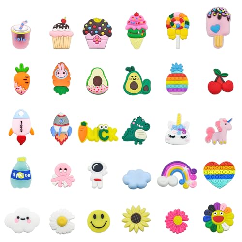 KQDRAVINE 30 Piezas de Pin Crocs, Pins para Crocs, Adornos de Dibujos Animados, Pines Extraíbles, Accesorios, Broches para Zuecos, Adornos DIY, Fiestas Infantiles, Niños, Niñas, Regalos