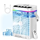 Portatile e ampio utilizzo: la dimensione del nostro climatizzatore portatile USB è di 27 x 20 x 13 cm, quindi è facile da trasportare. Il supporto della porta USB-C viene utilizzato con adattatori, adattatori di alimentazione mobili, computer, caricabatterie per auto, ecc. Con il manico in pelle si può portare ovunque, come ad esempio sul comodino, scrivania, campeggio, ecc