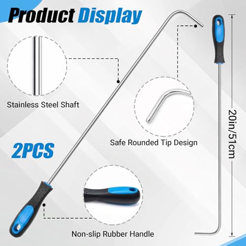 Image of Arrowbash 2 Pcs 20 Inch Horseshoe Pick-up Hook with Stainless Steel Shaft, Ergonomic Grip Horseshoe Retriever, Portable Horse Shoe Pick up Stick for Outdoor Games