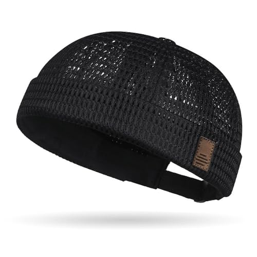Men’s Breathable Brimless Docker Hat, Breathable Skull Cap Adjustable Lightweight