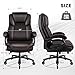 Big and Tall Office Chair 500lbs, High Back Extra Wide Leather Office Executive Chair for Heavy People, Ergonomic Thick Padded Heavy Duty Office Chair with Lumbar Support & Quiet Rubber Wheels, Brown